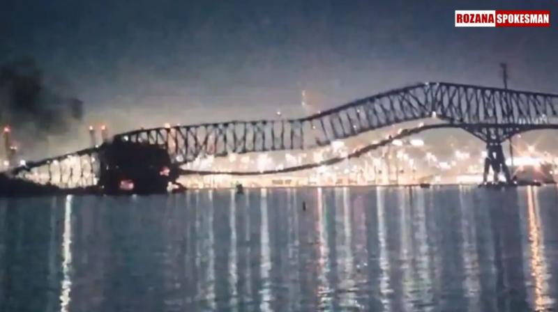 US Bridge Collapse: Francis Scott Key Bridge collapses after a cargo ship hits column