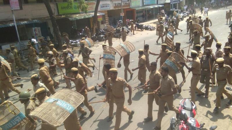 Police action against protesters 