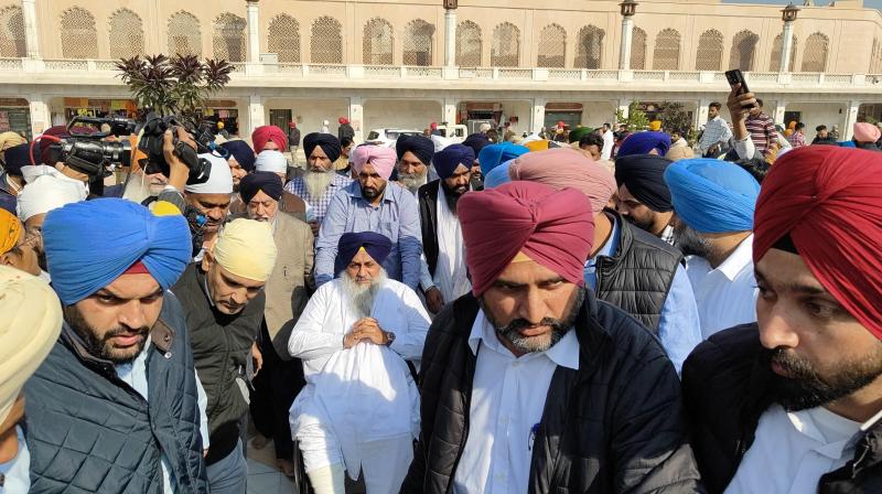 Sukhbir Singh Badal Visits Sri Akal Takht Sahib on Wheelchair Ahead of Tankhaiya Verdict Sukhbir Singh Badal Visits Sri Akal Takht Sahib on Wheelchair Ahead of Tankhaiya Verdict