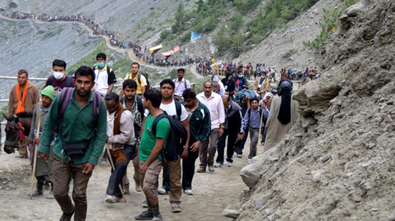 Nearly 3,000 pilgrims leave Jammu for Amarnath cave shrine Nearly 3,000 pilgrims leave Jammu for Amarnath cave shrine