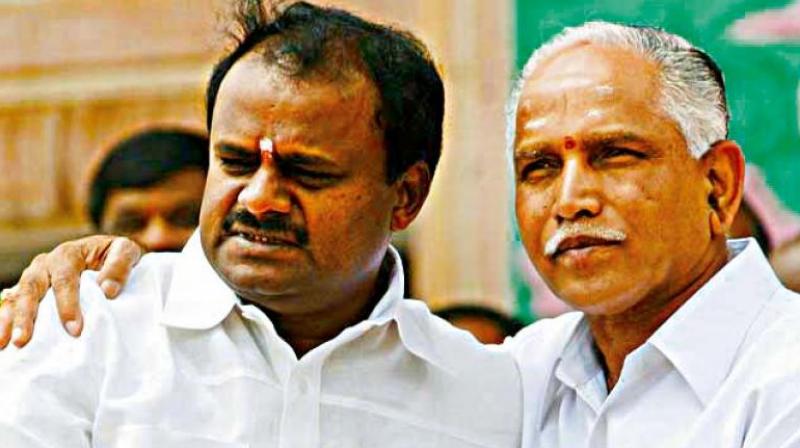 B.S. Yeddyurappa with H.D. Kumaraswamy