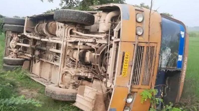 Bus Overturns in Kapurthala