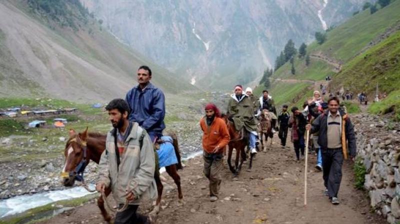 Small batch of pilgrims leave for Amarnath shrine Small batch of pilgrims leave for Amarnath shrine