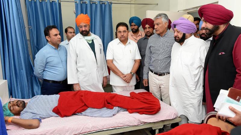 CM Amarinder Singh visits injured CM Amarinder Singh visits injured