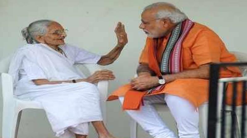 PM Modi meets his mother during Gujarat tour