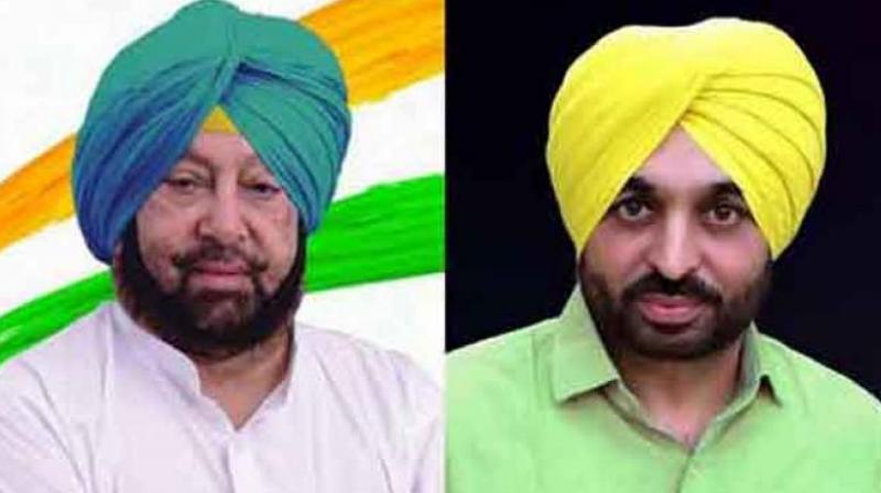 Captain Amarinder Singh and Bhagwant Mann Captain Amarinder Singh and Bhagwant Mann
