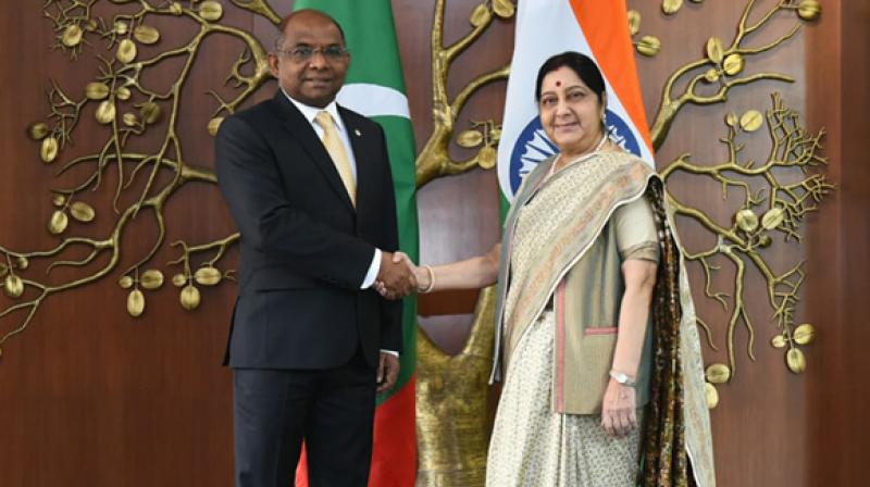 Swaraj meets top Maldivian leadership