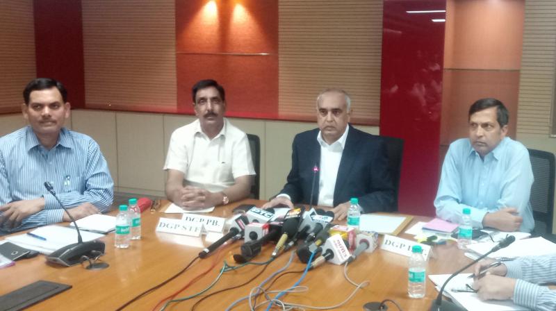 DGP Punjab Suresh Arora presiding over a high-level joint meeting with the Special Task Force DGP Punjab Suresh Arora presiding over a high-level joint meeting with the Special Task Force