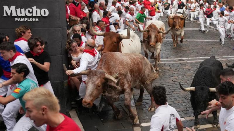 Thousands Run with Bulls at San Fermín Festival's Opening Event in Spain Thousands Run with Bulls at San Fermín Festival's Opening Event in Spain
