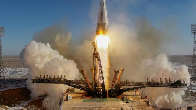 Blasts off Blasts off