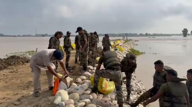 The sudden rise of Sutlej waters put embankments and homes at grave risk in Rukhnewala Kalan, Ferozepur, earlier last week, The sudden rise of Sutlej waters put embankments and homes at grave risk in Rukhnewala Kalan, Ferozepur, earlier last week,