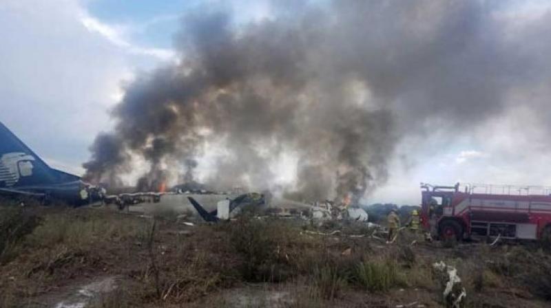 An Aeromexico flight crashed on takeoff during a heavy hail storm