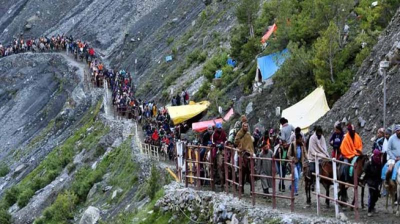 A fresh batch of 346 pilgrims left the Bhagwati Nagar base camp