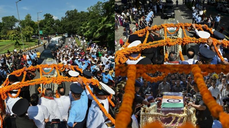 Thousands of people today joined the funeral procession of former prime minister Atal Bihari Vajpayee