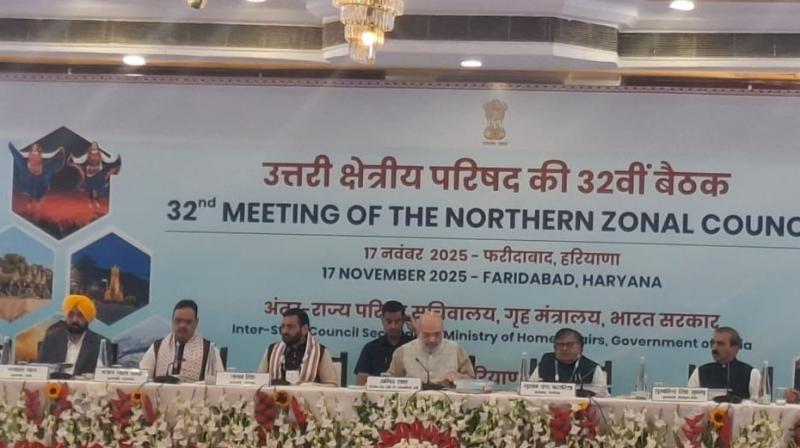 Home Mininster Amit Shah chairs 32nd Northern Zonal Council Meeting in Haryana's Faridabad; Bhagwant Mann Participates