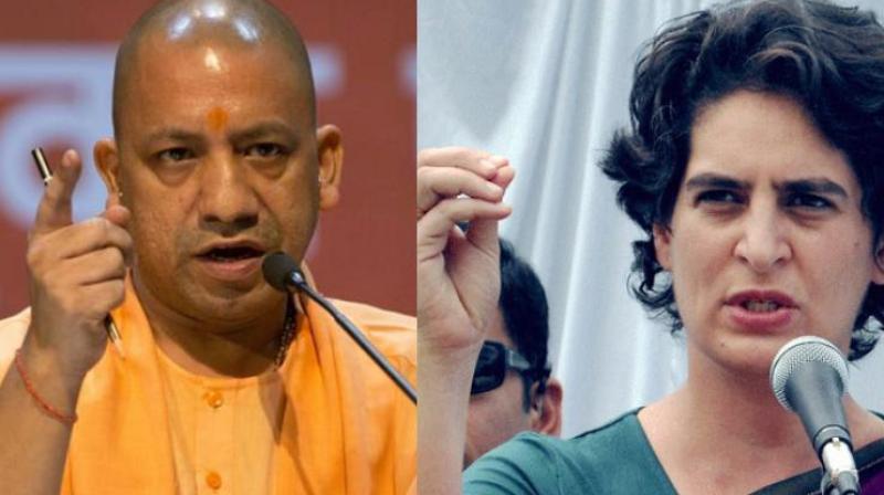 Yogi Adityanath and Priyanka Gandhi 