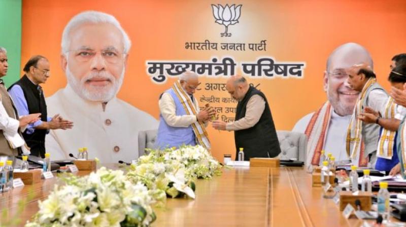 Amit Shah today inaugurated a day-long meeting of the party's chief ministers Amit Shah today inaugurated a day-long meeting of the party's chief ministers