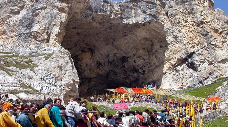 Pilgrims left for the cave shrine Pilgrims left for the cave shrine