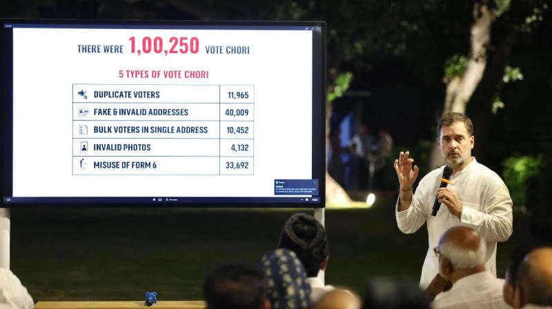 Chief Electoral Officer, Karnataka says data used by Rahul Gandhi in PPT is not official; Details (Image Courtesy, India Today Chief Electoral Officer, Karnataka says data used by Rahul Gandhi in PPT is not official; Details (Image Courtesy, India Today