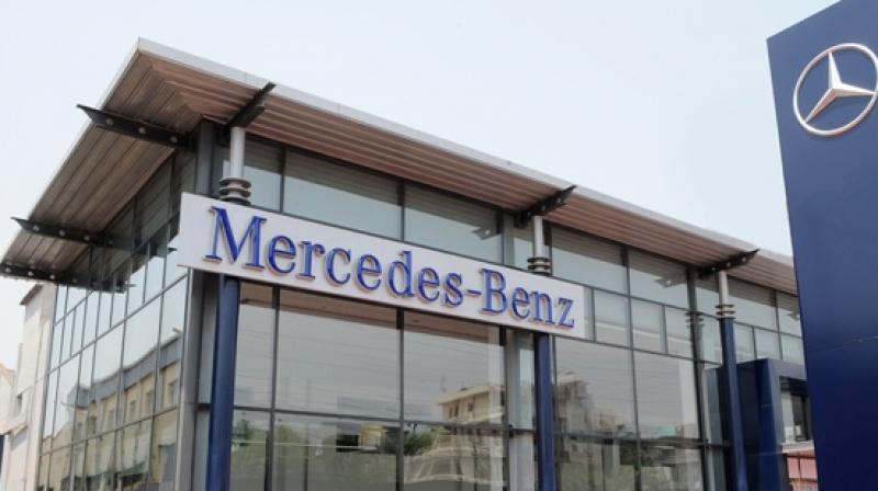 Truck carrying chemicals hit the parking facility of Mercedes showroom