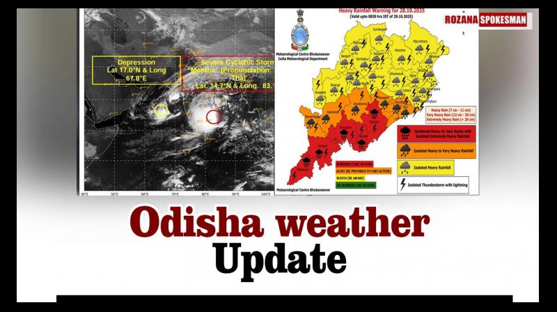 Odisha: Red Alert Issued in Five Districts as Cyclone Montha Continues Moving North-Northwestwards Odisha: Red Alert Issued in Five Districts as Cyclone Montha Continues Moving North-Northwestwards