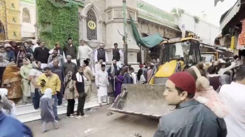 Ajmer, Rajasthan: Anti-encroachment drive underway ahead of 813th Urs Fair (ANI Video screenshot)