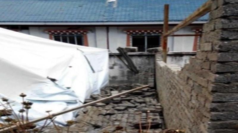 Part of house collapsed due to heavy rains 