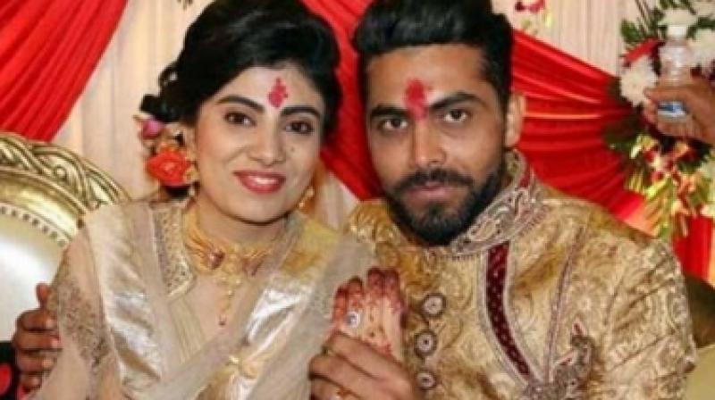 Ravindra Jadeja with wife Ravindra Jadeja with wife
