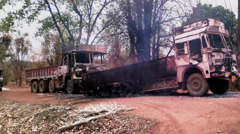 Naxals allegedly set ablaze five empty trucks in Dantewada
