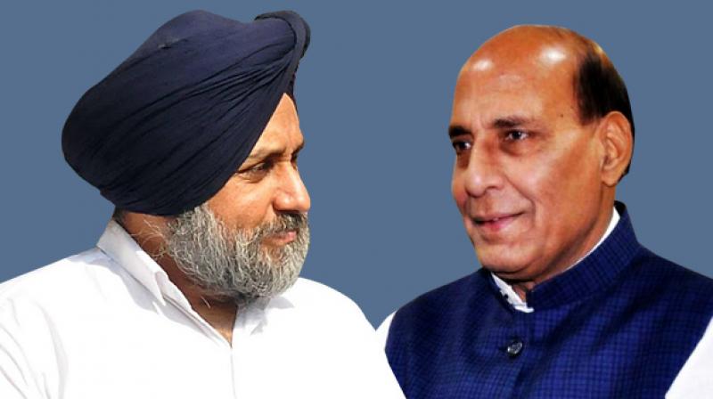 Sukhbir Singh Badal today met Home minister Rajnath Singh