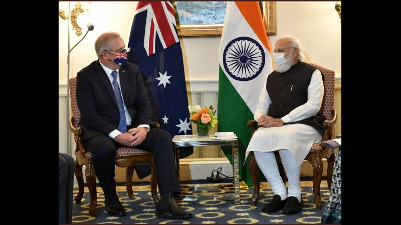 Prime Minister Narendra Modi and Prime Minister Scott Morrison Prime Minister Narendra Modi and Prime Minister Scott Morrison