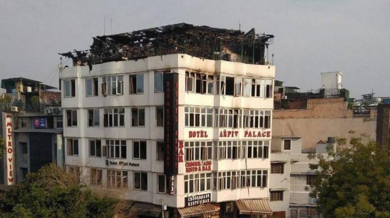Massive fire in central Delhi Hotel