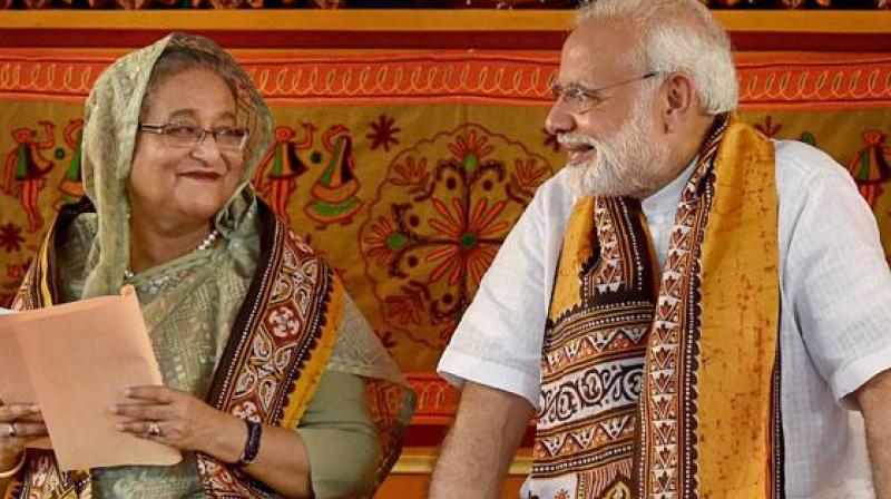 Modi, Hasina hold talks at Santiniketan Modi, Hasina hold talks at Santiniketan