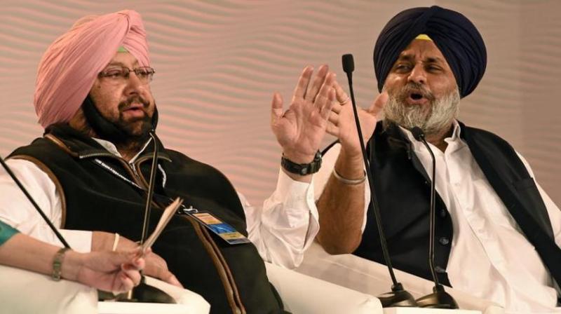 Captain Amarinder Singh with Sukhbir Singh Badal 