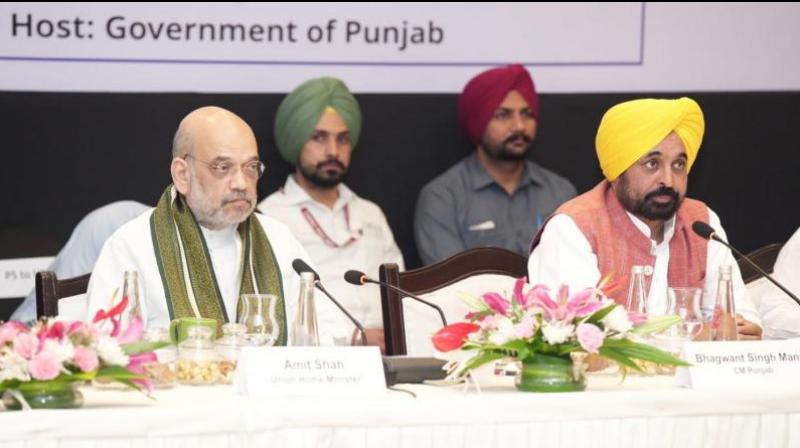 Home Minister Amit Shah with Punjab CM Bhagwant Mann