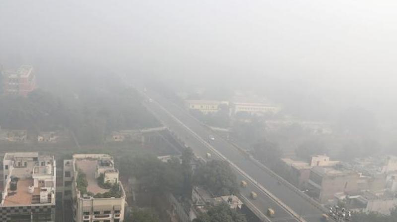 Delhi with smog cover Delhi with smog cover
