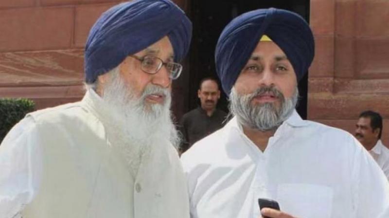 Former CM Parkash Singh Badal and Sukhbir Badal 