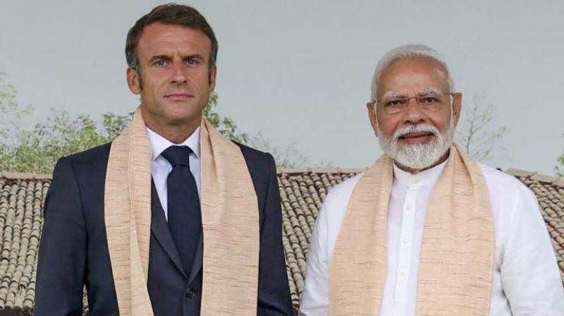 PM Narendra Modi with French President Emmanuel Macron