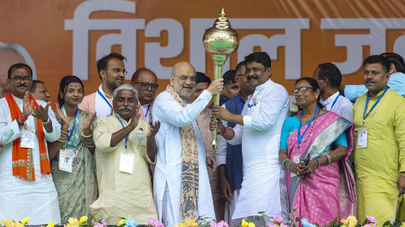 Home Minister Amit Shah during election campaign in Samastipur, Bihar, on October 30 Home Minister Amit Shah during election campaign in Samastipur, Bihar, on October 30