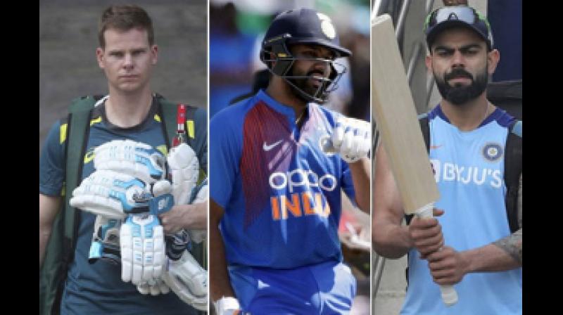 Steve Smith, Rohit Sharma and Virat Kohli Steve Smith, Rohit Sharma and Virat Kohli