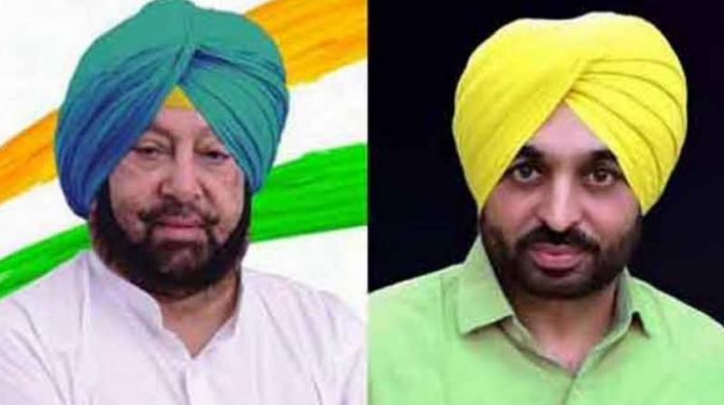 Captain Amarinder Singh and Bhagwant Mann Captain Amarinder Singh and Bhagwant Mann