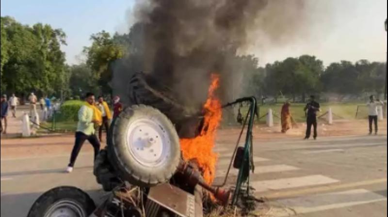 Tractor set on fire