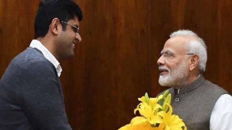 Dushyant Chautala and Narendra Modi Dushyant Chautala and Narendra Modi