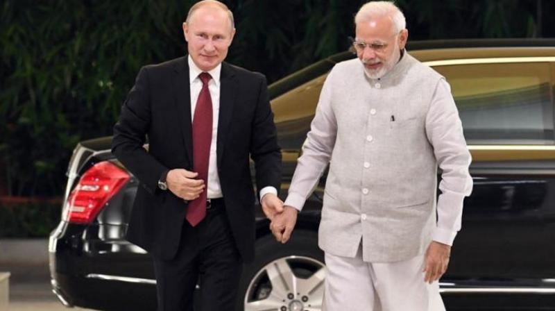 Narendra Modi and Vladimir Putin Narendra Modi and Vladimir Putin