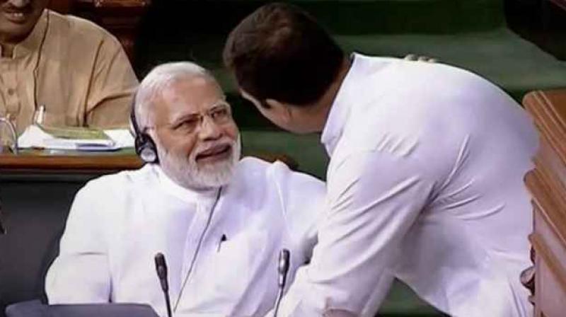 Narendra Modi mocked Rahul Gandhi for his gesture