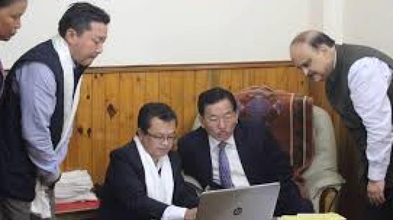 Chief Minister Pawan Kumar Chamling launching Data Sharing portal