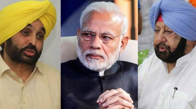 Bhagwant Mann, Narendra Modi and Captain Amarinder Singh