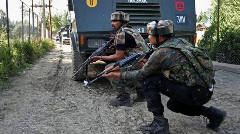 Three militants and a soldier were killed in an encounter