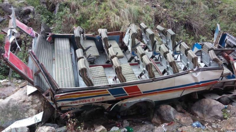 A bus fell into a gorge 