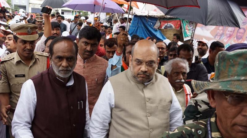 BJP chief Shah arrives in Hyd BJP chief Shah arrives in Hyd